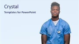  Presentation with doctor african - Amazing PPT theme having serious expression on face simple backdrop and a  colored foreground