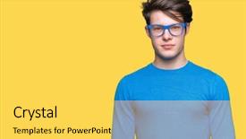  Presentation with blue - Slides having young handsome man wearing blue background and a yellow colored foreground