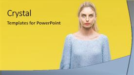  Presentation with blue eyes - Theme with young beautiful blonde and blue background and a yellow colored foreground