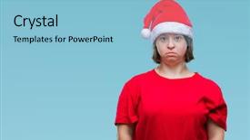  Presentation with dental down syndrome - PPT layouts enhanced with serious expression on face simple background and a  colored foreground