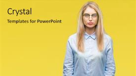  Presentation with simple business - PPT theme having serious expression on face simple background and a  colored foreground