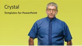  Presentation with simple business - Colorful slide set enhanced with serious expression on face simple backdrop and a  colored foreground