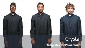  Presentation with christian african american men - Presentation theme featuring serious expression on face simple background and a tawny brown colored foreground