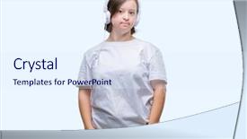  Presentation with down syndrome - PPT theme featuring serious expression on face simple background and a sky blue colored foreground