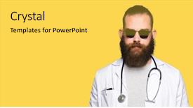  Presentation with beard - Theme featuring serious expression on face simple background and a  colored foreground