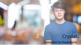  Presentation with blue - Theme having young handsome man wearing blue background and a teal colored foreground