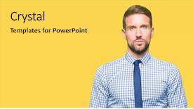  Presentation with simple business - Presentation design enhanced with serious expression on face simple background and a  colored foreground