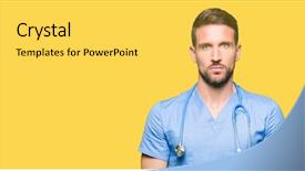  Presentation with simple medical - Presentation theme enhanced with serious expression on face simple background and a yellow colored foreground
