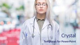  Presentation with woman praying over bible - Presentation design featuring serious expression on face simple background and a  colored foreground