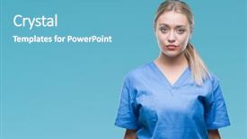 Presentation with simple medical - Colorful theme enhanced with serious expression on face simple backdrop and a teal colored foreground