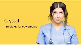  Presentation with simple medical - Beautiful presentation featuring serious expression on face simple backdrop and a  colored foreground