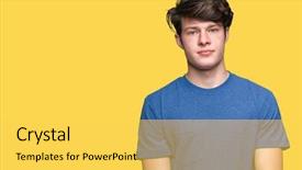  Presentation with blue - Cool new PPT theme with young handsome man wearing blue backdrop and a yellow colored foreground