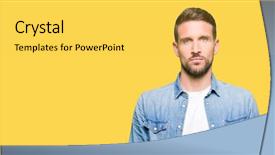  Presentation with blue eyes technology eye scan - Theme featuring handsome man with blue eyes background and a yellow colored foreground