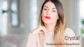  Presentation with winter - Slide set enhanced with serious expression on face simple background and a  colored foreground