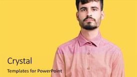  Presentation with pink simple - Slide set with serious expression on face simple background and a yellow colored foreground