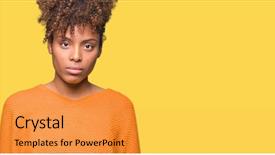  Presentation with african american couples on the mountains - Amazing PPT theme having serious expression on face simple backdrop and a yellow colored foreground