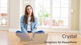  Presentation with simple nature - Audience pleasing PPT theme consisting of serious expression on face simple backdrop and a lemonade colored foreground