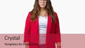  Presentation with simple nature - Slide deck having serious expression on face simple background and a crimson colored foreground