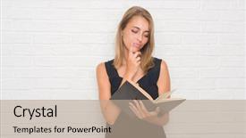  Presentation with paint white brick wall - Audience pleasing presentation theme consisting of serious face thinking about question backdrop and a  colored foreground