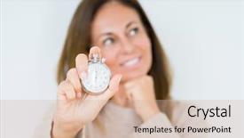  Presentation with idea - Slides enhanced with serious face thinking about question background and a soft green colored foreground