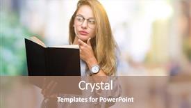  Presentation with reading festival - PPT theme with serious face thinking about question background and a  colored foreground