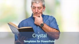  Presentation with questions question marks idea - Slides featuring serious face thinking about question background and a  colored foreground