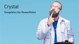  Presentation with holding hands old young - Audience pleasing slide deck consisting of serious face thinking about question backdrop and a  colored foreground