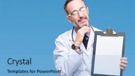  Presentation with questions question marks idea - Cool new slide set with serious face thinking about question backdrop and a  colored foreground