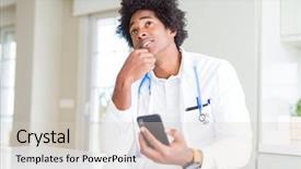  Presentation with african american weddig - Slide deck enhanced with serious face thinking about question background and a lemonade colored foreground