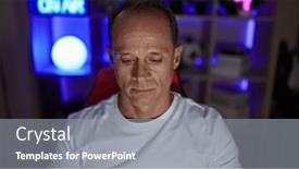  Presentation with dark night - Slides consisting of serious-faced-middle-age-man and a  colored foreground