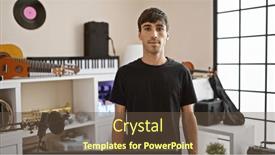  Presentation with music studio - PPT theme enhanced with serious-faced-young-hispanic-man background and a tawny brown colored foreground