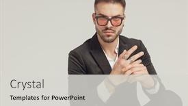  Presentation with fashion - Cool new presentation with serious-fashion-model-adjusting backdrop and a light gray colored foreground