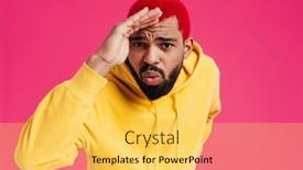  Presentation with far away - Beautiful slide set featuring serious-funky-young-african-wearing backdrop and a yellow colored foreground