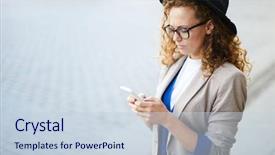  Presentation with child girl reading a book - Cool new presentation design with serious girl with wavy hair backdrop and a  colored foreground