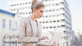  Presentation with urban - Presentation theme with two little sisters drinking orange juice and eating pastries in an outdoor cafe on warm and sunny summer day background and a coral colored foreground