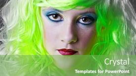  Presentation with fairy - PPT theme with godesses - serious green fairy girl ecologic background and a seafoam green colored foreground