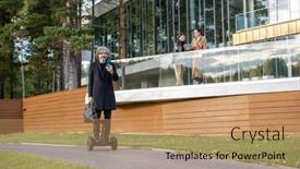 Presentation with gyroscope - Beautiful theme featuring serious-grey-haired-businessman backdrop and a coral colored foreground