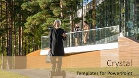  Presentation with moving business - Amazing PPT layouts having serious-grey-haired-businessman backdrop and a coral colored foreground