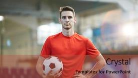  Presentation with football - Slides featuring serious guy in football uniform background and a red colored foreground