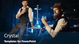  Presentation with hookah - Presentation theme featuring serious-guys-smoking-hookah background and a navy blue colored foreground