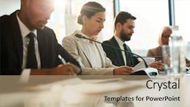  Presentation with intercultural - Slide set having serious intercultural students reading notes background and a coral colored foreground