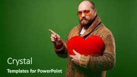  Presentation with pink green - Slides consisting of serious-male-in-pink-glasses background and a forest green colored foreground