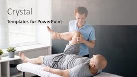  Presentation with physical exercises - Audience pleasing slides consisting of serious-male-physiotherapist-looking backdrop and a light gray colored foreground