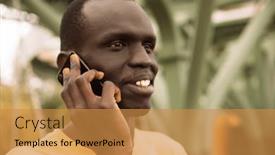  Presentation with season - Slide deck having serious-man-calling-on-smart background and a gold colored foreground