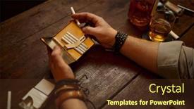  Presentation with case - Presentation enhanced with serious-man-holds-cigarette-case background and a tawny brown colored foreground