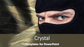  Presentation with mask - Presentation design enhanced with violence agression - serious man in a balaclava background and a violet colored foreground