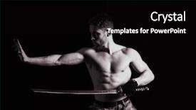  Presentation with weapon - PPT layouts consisting of serious man in military style background and a black colored foreground