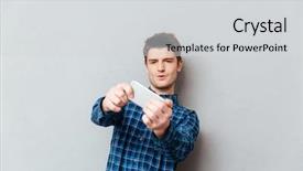  Presentation with young children playing multicultural - Theme consisting of serious man playing smartphone game background and a light gray colored foreground