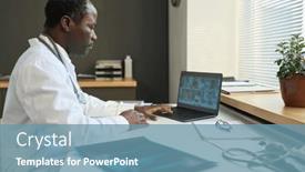  Presentation with african american doctors - PPT layouts enhanced with serious-mature-african-american-male background and a teal colored foreground