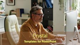  Presentation with monitor computer - Presentation theme having serious-mature-businessman-or-chief background and a  colored foreground